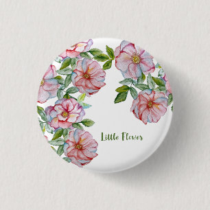 Badge Rond 2,50 Cm Beaux roses d'aquarelle réalistes.
