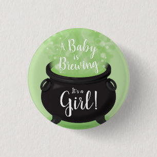 Badge Rond 2,50 Cm Bébé brasse Sorcière douche Halloween Cauldron
