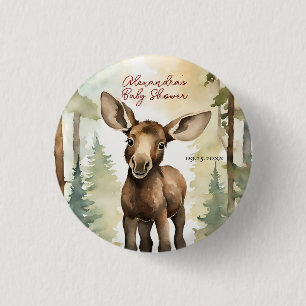 Badge Rond 2,50 Cm Bébé mignon Moose Baby shower neutre genre