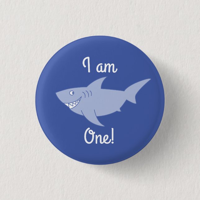 Badge Rond 2,50 Cm Bébé Requin 1er Anniversaire Bouton Épingle (Devant)