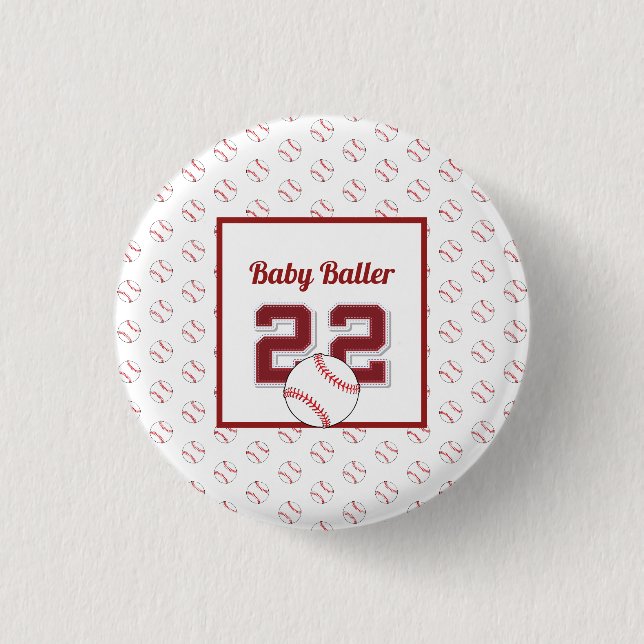 Badge Rond 2,50 Cm Bébé rouge et blanc (Devant)