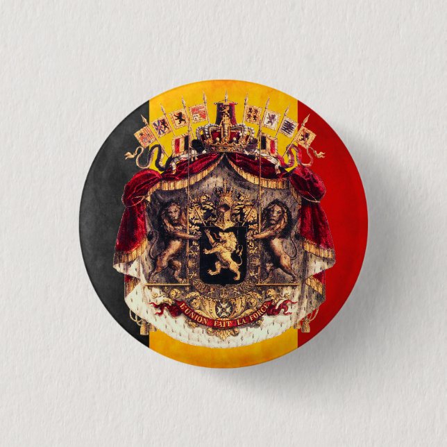 Badge Rond 2,50 Cm Belgian flag with coat of arms (Devant)