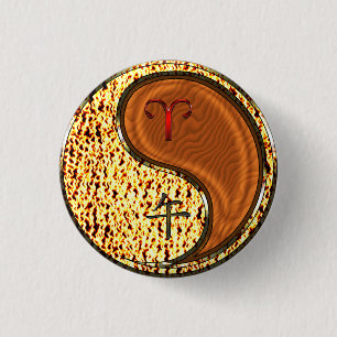Badge Rond 2,50 Cm Bélier et Cheval du bois