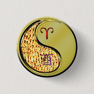 Badge Rond 2,50 Cm Bélier et coq métallique
