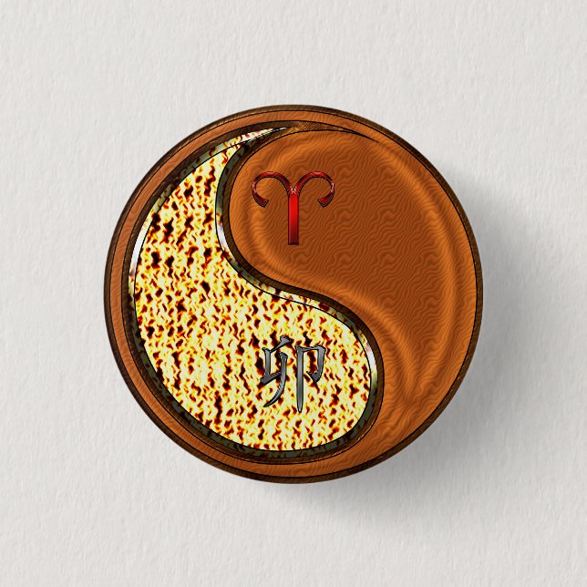 Badge Rond 2,50 Cm Bélier et lapin de bois. (Devant)