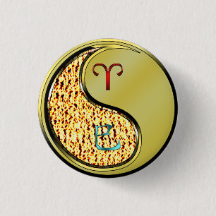 Badge Rond 2,50 Cm Bélier et serpent métallique