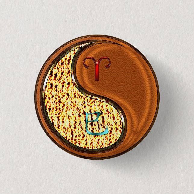 Badge Rond 2,50 Cm Béliers et serpent à bois (Devant)