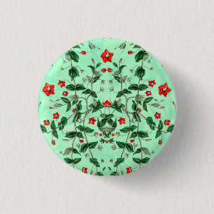 Badge Rond 2,50 Cm Belle Flore rouge, Pimpernel écarlate