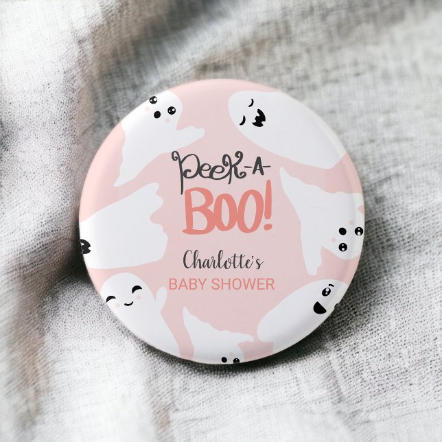 Badge Rond 2,50 Cm Belle Halloween fantômes baby shower rose (Cute Halloween boo ghosts pink baby shower Button)