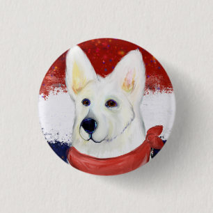 Badge Rond 2,50 Cm Berger Blanc Allemand