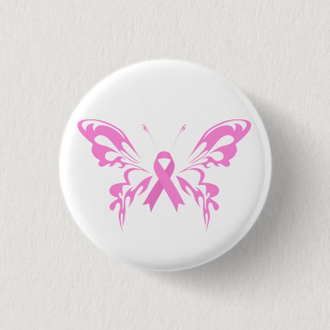Badge Rond 2,50 Cm Beurre rose Beurre Cancer du sein | Bouton d'éping (Devant)