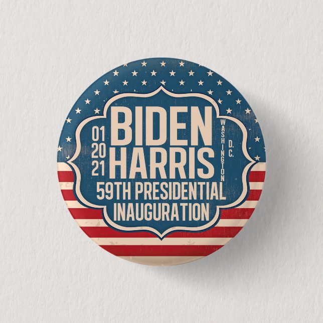 Badge Rond 2,50 Cm Biden Harris 59e Inauguration Commémorative (Devant)