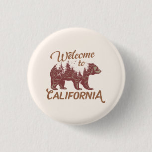 Badge Rond 2,50 Cm Bienvenue à l'ours de Californie