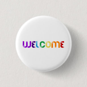 Badge Rond 2,50 Cm Bienvenue drapeau arc-en-ciel LGBT