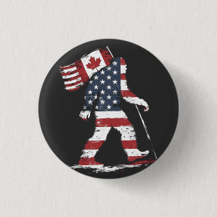 Badge Rond 2,50 Cm Bigfoot Holding Canada Flag 51e Trump d'État