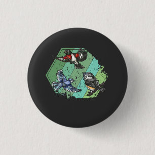 Badge Rond 2,50 Cm Birds Garden Birds Retro