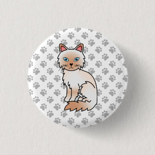 Badge Rond 2,50 Cm Birman / Ragdoll Point Rouge Chat & Pattes Mignon