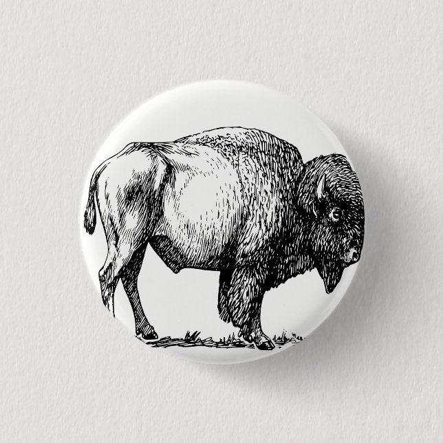 Badge Rond 2,50 Cm Bison de Buffalo américain (Devant)