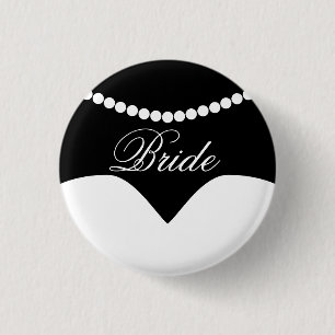 Badge Rond 2,50 Cm Black Blanc Mariage robe Pearl Collier Bride