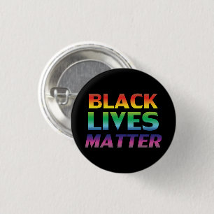 Badge Rond 2,50 Cm Black Lives Matter typographie arc-en-ciel fierté