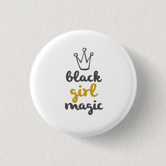 Badge Rond 2,50 Cm Blanc magique de bouton de couronne de fille noire