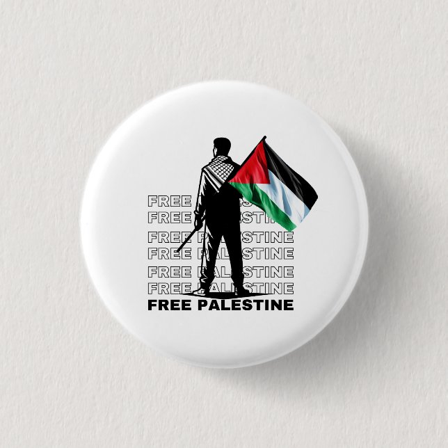 BADGE ROND 2,50 CM BLANC PALESTINE LIBRE (Devant)