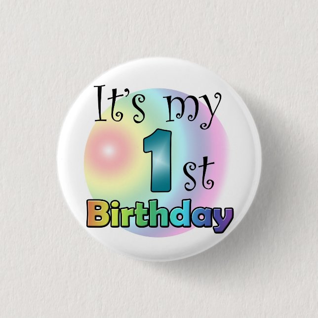 Badge Rond 2,50 Cm Blauwe C'est mon 1er anniversaire (Devant)