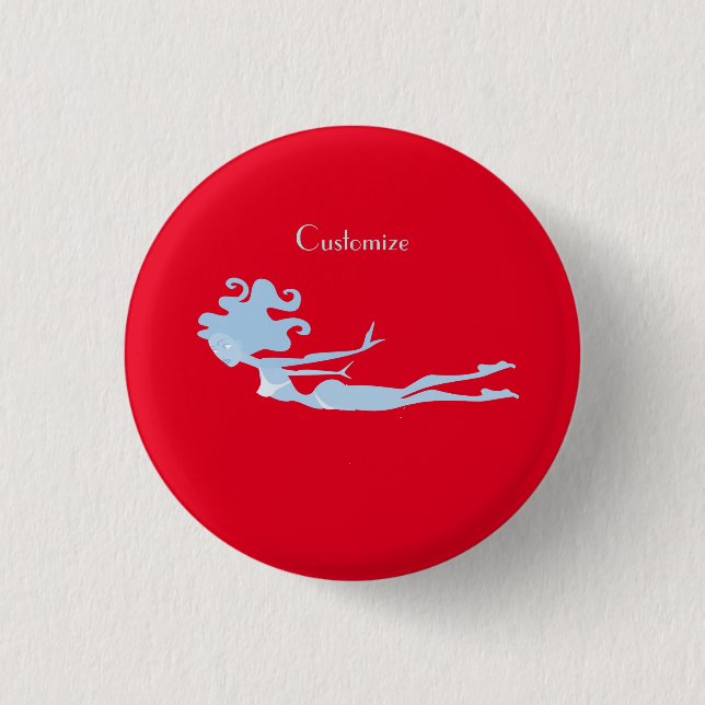 Badge Rond 2,50 Cm Bleu Mermaid Swimmer Thunder_Cove (Devant)