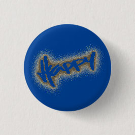 BADGE ROND 2,50 CM BLEUE GLOWING HAPPY GRAFFITI
