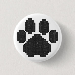 Badge Rond 2,50 Cm Blocs de construction d'empreintes de chien noir
