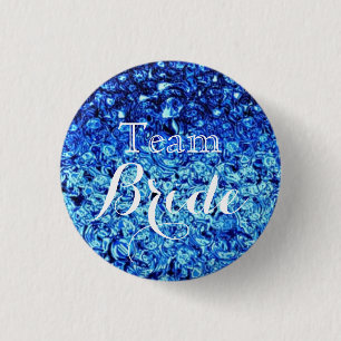 Badge Rond 2,50 Cm Blue Bubbles blanc Mariage Team Bride