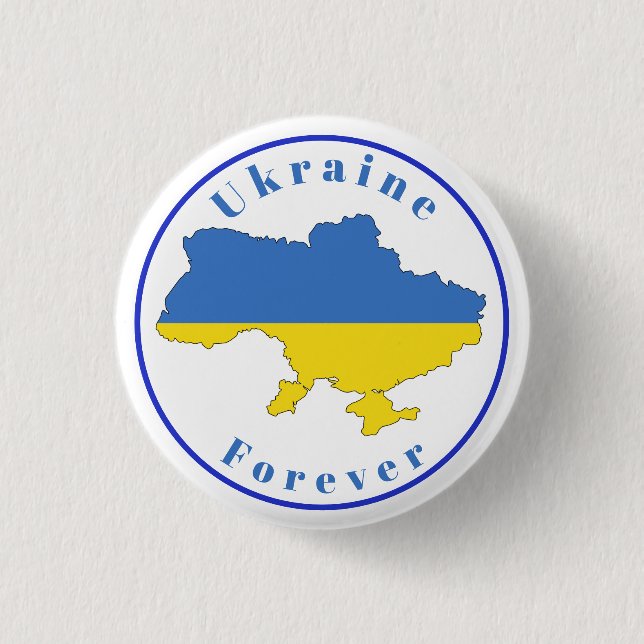 Badge Rond 2,50 Cm Blue Yellow Ukraine pour toujours (Devant)
