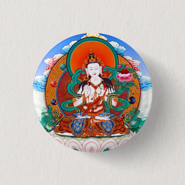 Badge Rond 2,50 Cm Bodhisattva frais Mahasat de Sarvanivarana (Devant)