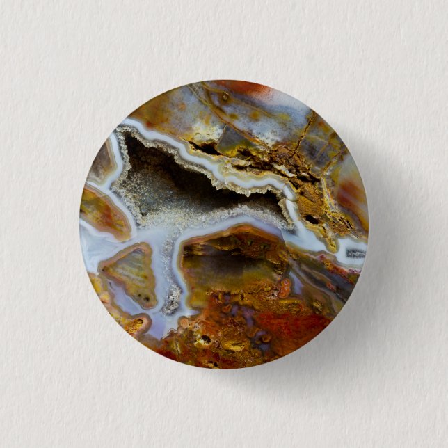 Badge Rond 2,50 Cm Bois pétrifié aux cristaux (Devant)