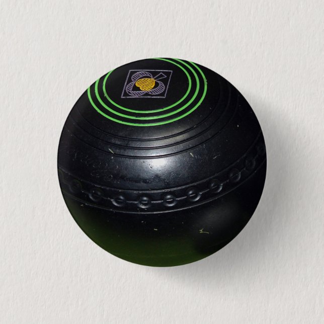 Badge Rond 2,50 Cm Bol de pelouse noire, (Devant)