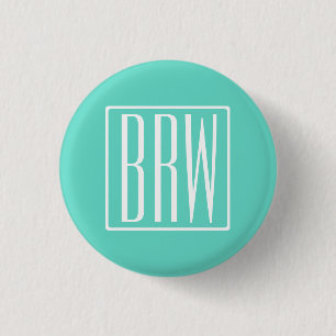 Badge Rond 2,50 Cm Bold Modern White on aqua