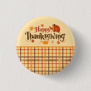 Badge Rond 2,50 Cm Bon thanksgiving Automne Plaid