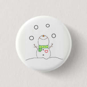 Badge Rond 2,50 Cm Bonhomme de neige de jonglerie