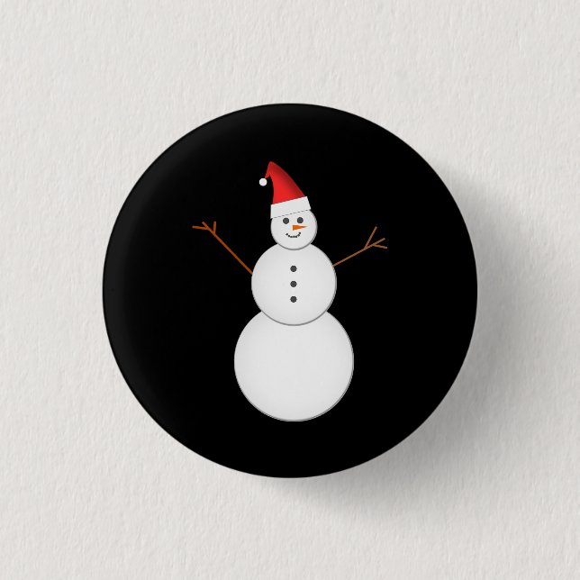 Badge Rond 2,50 Cm Bonhomme de neige de sourire utilisant un (Devant)