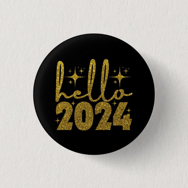 Badge Rond 2,50 Cm Bonjour 2024 Nouvel An (Devant)