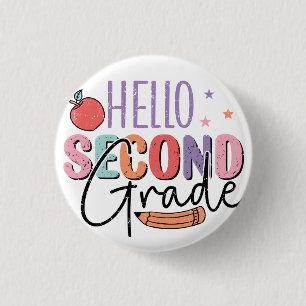 Badge Rond 2,50 Cm Bonjour Deuxième année de retour à l'école