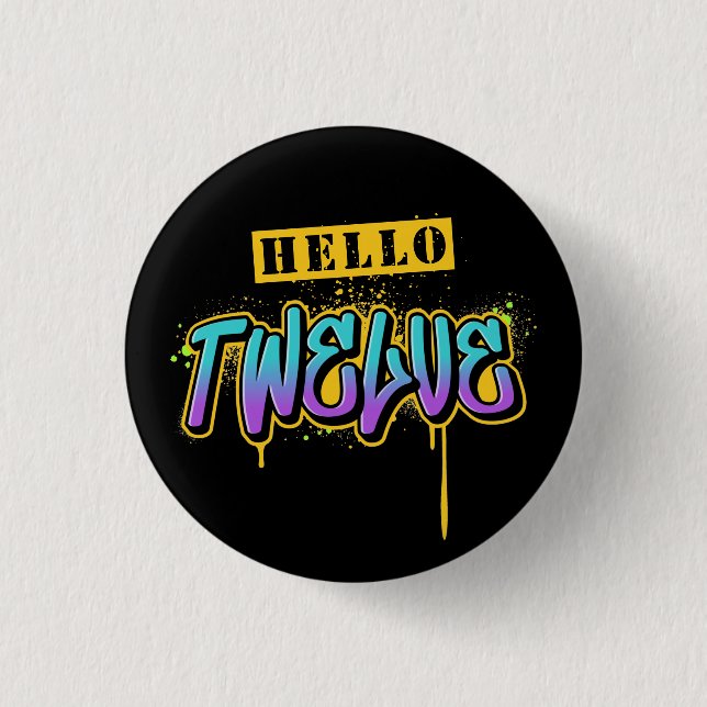 Badge Rond 2,50 Cm Bonjour Douze Anniversaire (Devant)