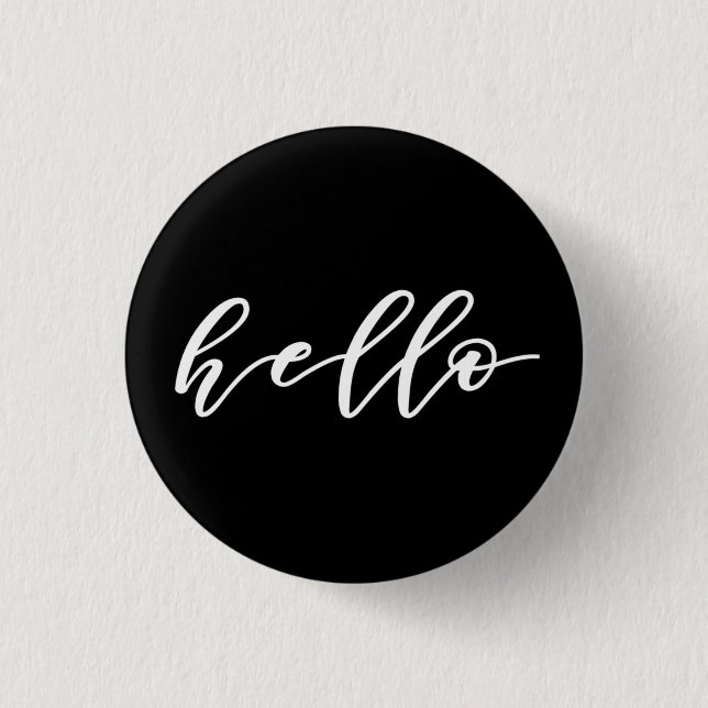 Badge Rond 2,50 Cm Bonjour simple dans Belle Calligraphie Script Butt (Devant)