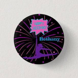 Badge Rond 2,50 Cm Bonne Gymnastique d'anniversaire Personnalisée