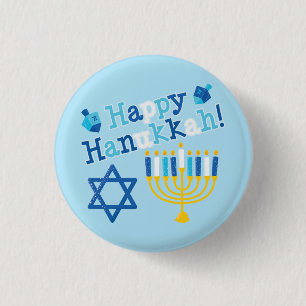 Badge Rond 2,50 Cm Bonne Hanoukka