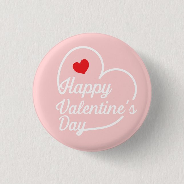 Badge Rond 2,50 Cm Bonne Saint Valentin au coeur lavé (Devant)