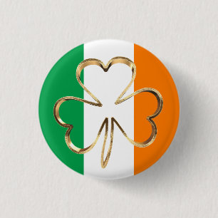 Badge Rond 2,50 Cm Bonne St. Patrick's Day Irlandais Drapeau Shamrock