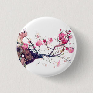 Badge Rond 2,50 Cm Bonsaïs de fleurs de cerisier de CMCarlson