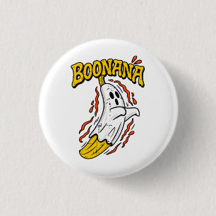 Badge Rond 2,50 Cm Boonana Mignon Fantôme Banane Halloween