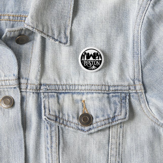 Badge Rond 2,50 Cm Boston Skyline (En situation)